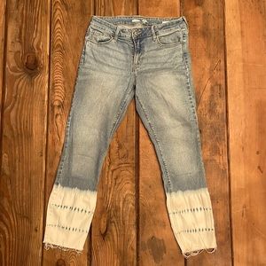 Womens jeans with white wash, size 8, ankle length